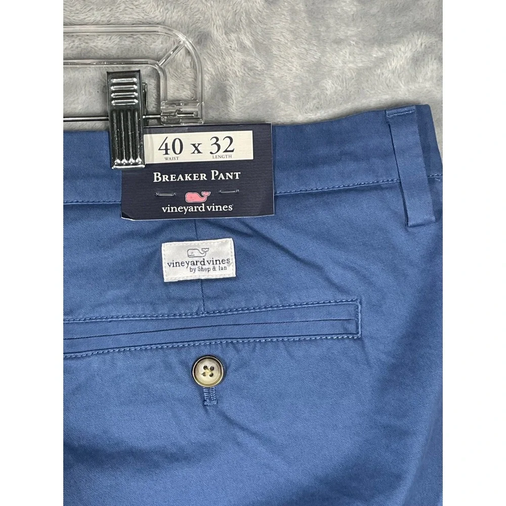 Vineyard Vines Mens 40x32 Cozy Lined Breaker Pant Moonshine Blue Flannel Chinos